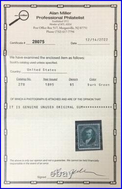 Momen Us Stamps #278 Mint Og Lh Miller Cert Lot #96044