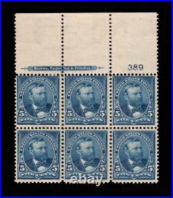 Momen Us Stamps #281 Intact Plate Block Of 6 Mint Og H Lot #94305
