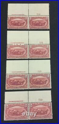 Momen Us Stamps #286 3 Plate Imprint Pairs 728,733,739 Mint Og H Lot #71011
