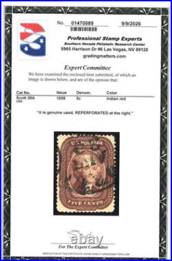 Momen Us Stamps #28a Indian Red Used Pse Cert Lot #98583 Momen Us Stamps #28a Indian Red Used Pse Cert Lot #98583