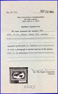 Momen Us Stamps #292 $1 Trans-miss Mint Og H Vf+ Pf Cert Lot #96046 Momen Us Stamps #292 $1 Trans-miss Mint Og H Vf+ Pf Cert Lot #96046