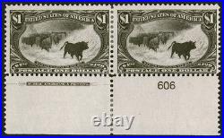 Momen Us Stamps #292 $1 Trans-miss Plate Imprint Pair Mint Og H Lot #97027