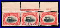 Momen Us Stamps #295 Plate Imprint Strip Mint Og Nh Xf Jumbo