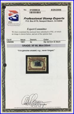 Momen Us Stamps #296 Mint Og Nh Pse Graded Cert Xf-90 Lot #96170