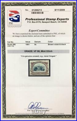 Momen Us Stamps #298 Mint Og Nh Pse Graded Cert Vf-80 Lot #93237