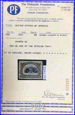 Momen Us Stamps #298 Mint Og Nh Vf/xf Jumbo Pf Cert Lot #94056
