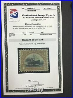Momen Us Stamps #299 Mint Og Nh Pse Graded Cert Vf-80 Lot #75528
