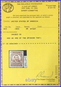 Momen Us Stamps #303 Mint Og Nh Vf/xf Pf Cert Lot #96025