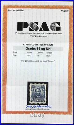 Momen Us Stamps #304 Mint Og Nh Psag Graded Cert Vf/xf-85 Lot #95707