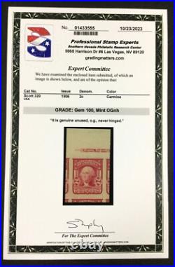 Momen Us Stamps #320 Mint Og Nh Pse Graded Cert Gem-100 Lot #85553