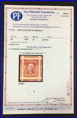 Momen Us Stamps #320 Plate Single Mint Og Nh Pf Graded Cert Gem-100j Lot #89177