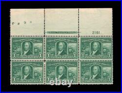 Momen Us Stamps #323 Intact Wide Top Plate Block Of 6 Mint Og Nh Lot #94938