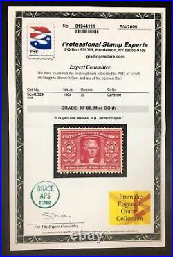Momen Us Stamps #324 Mint Og Nh Pse Graded Cert Xf-90 Lot #89031