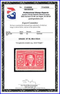 Momen Us Stamps #324 Mint Og Nh Pse Graded Cert Xf-90 Lot #98385