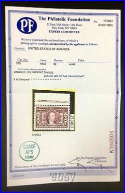 Momen Us Stamps #325 Mint Og Nh Vf Pf Cert Lot #89028