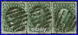 Momen Us Stamps #32-34-32 Pos. 73-75l1 Strip Of 3 Used Lot #79339
