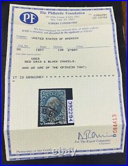 Momen Us Stamps #32 Used Pf Cert & Pse Graded Cert Vf-80 Lot #81812