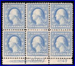 Momen Us Stamps #340 Intact Plate Block Of 6 Mint Og 3h/3nh Lot #91937