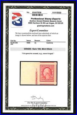 Momen Us Stamps #344 Mint Og Nh Pse Graded Cert Gem-100 Lot #79201