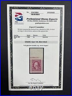Momen Us Stamps #344 Mint Og Nh Pse Graded Cert Gem-100 Lot #88143