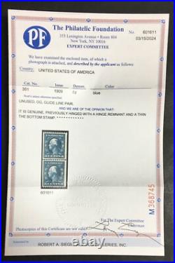 Momen Us Stamps #351 Line Pair Mint Og Lh Pf Cert Lot #92255