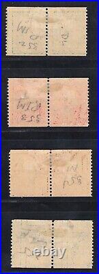 Momen Us Stamps #352-355 Genuine Coil Line Pairs Mint Og H Lot #78357