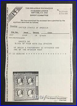 Momen Us Stamps #357 Blue Paper Mint Og Nh Vf/xf Pf Cert Lot #90058