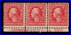 Momen Us Stamps #358 Blue Paper Plate Imprint Strip Of 3 Mint Og Nh Lot #92800