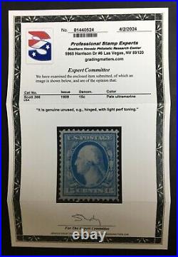 Momen Us Stamps #366 Blue Paper Mint Og H Pse Cert Lot #91811