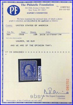 Momen Us Stamps #366 Blue Paper Unused No Gum Xf+ Pf Cert Lot #93185