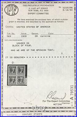 Momen Us Stamps #369 Blue Paper Mint Og Nh Vf/xf Pf Cert Lot #94700