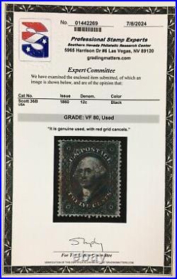 Momen Us Stamps #36b Used Pse Graded Cert Vf-80 Lot #91725