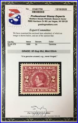 Momen Us Stamps #370 Mint Og Nh Pse Graded Cert Xf-sup 95j Lot #96767