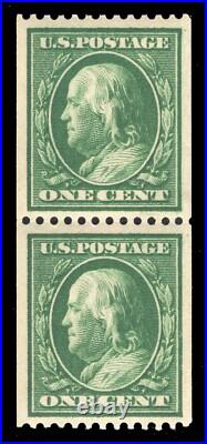 Momen Us Stamps #385 Coil Pair Mint Og Nh Xf Pf Cert Lot #72765