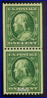 Momen Us Stamps #385 Coil Pair Mint Og Nh Xf Pf Cert Lot #72765