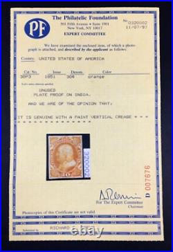 Momen Us Stamps #38p3 Plate Proof On India Pf Cert Lot #85989