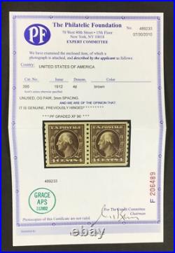 Momen Us Stamps #395 Coil Pair Mint Og Vvlh Pf Graded Cert Xf-90 Lot #89162