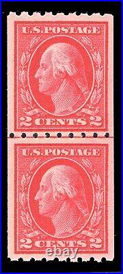 Momen Us Stamps #411 Coil Line Pair Mint Og Nh Vf+ Lot #78085