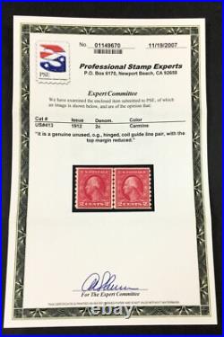 Momen Us Stamps #413 Coil Line Pair Mint Og Vlh Pse Cert Lot #85347