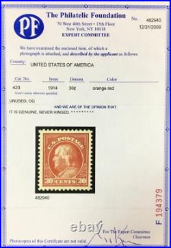 Momen Us Stamps #420 Mint Og Nh Pf Cert Vf/xf Jumbo Lot #93205