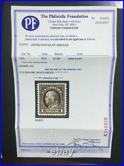 Momen Us Stamps #423 Mint Og Nh Superb Jumbo Pse & Pf Cert Graded Sup-98