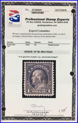Momen Us Stamps #423 Mint Og Vlh Pse Graded Cert Vf-80 Lot #96208