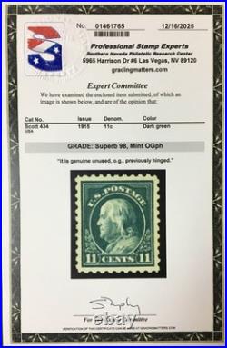 Momen Us Stamps #434 Mint Og Vvlh Pse Graded Cert Sup-98 Lot #96772