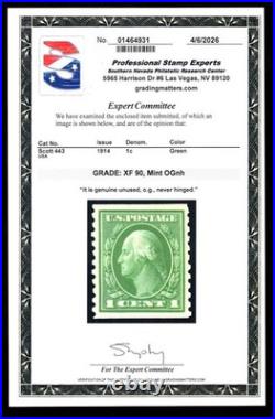 Momen Us Stamps #443 Mint Og Nh Pse Graded Cert Xf-90 Lot #98026