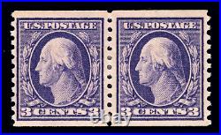 Momen Us Stamps #445 Coil Pair Mint Og H Vf Lot #91444