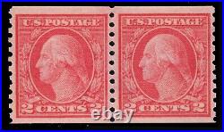 Momen Us Stamps #454 Coil Pair Mint Og Nh Vf Pf Cert Lot #86210
