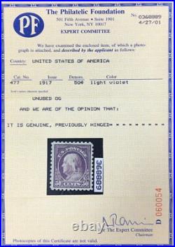 Momen Us Stamps #477 Mint Og Lh Vf Pf Cert Lot #93187