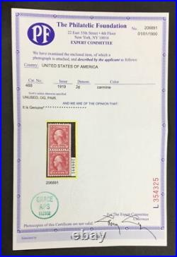Momen Us Stamps #488 Coil Pair Mint Og Nh Xf+ Pf Cert Lot #89151