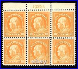 Momen Us Stamps #510 Intact Plate Block Of 6 Mint Og 1lh/5nh Lot #91930