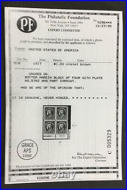Momen Us Stamps #518 Plate Single Mint Og Nh Vf+ Pf Cert Lot #89144